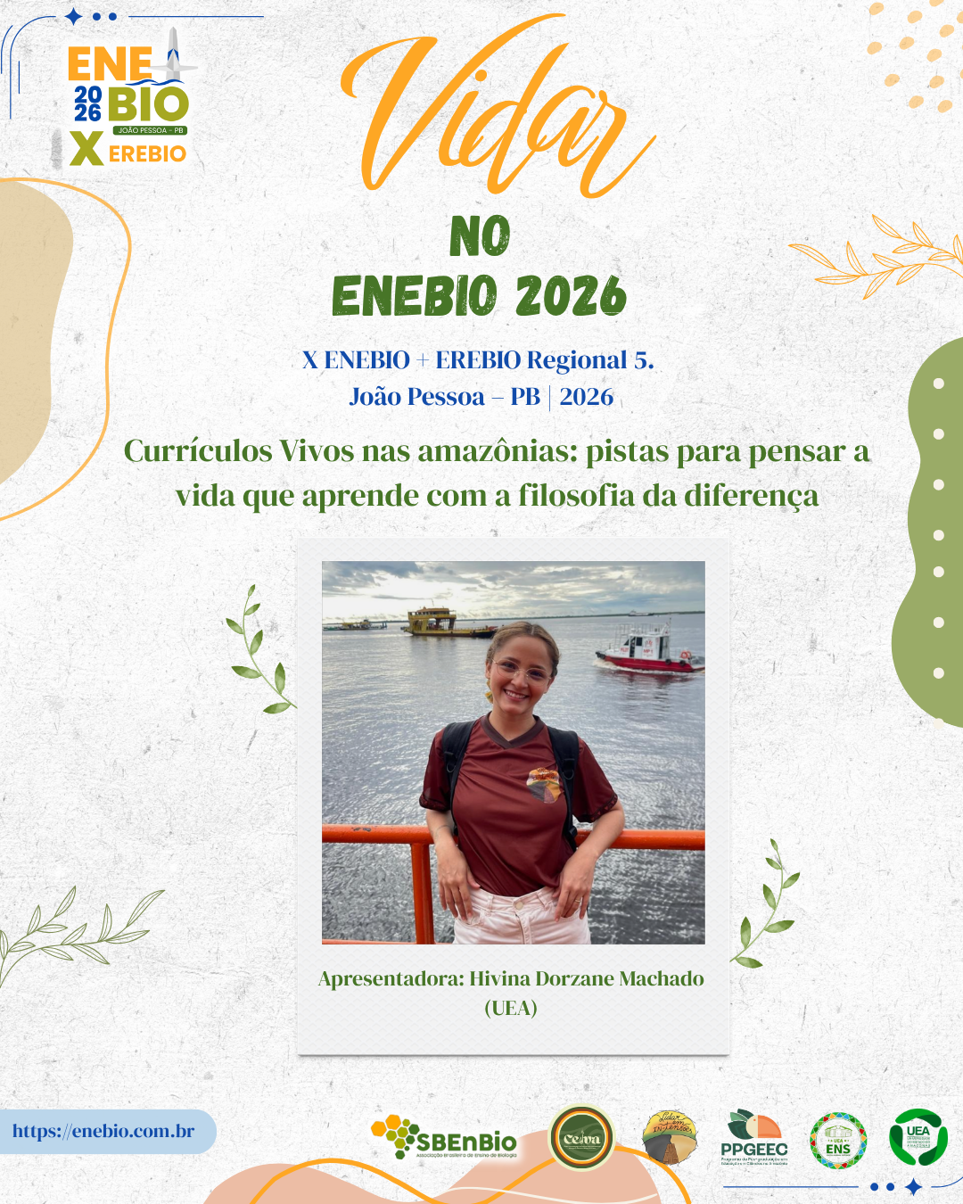 Card da comunicação oral de Hívina Dorzane no X ENEBIO
